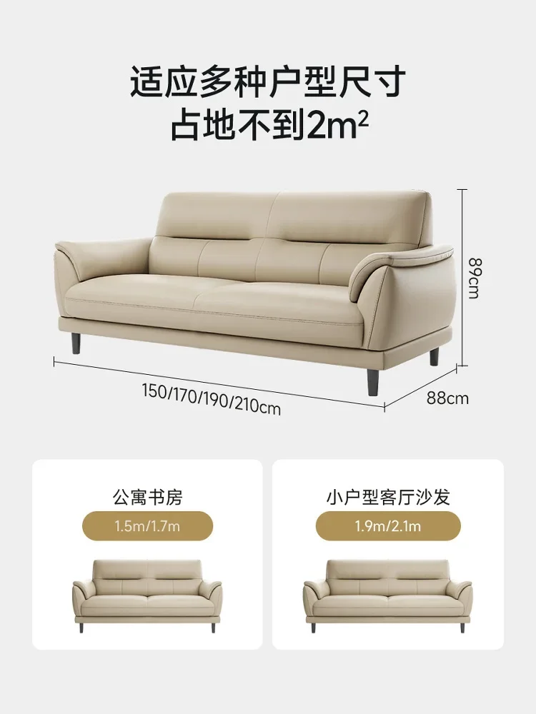 Nordic simple double leather small apartment sofa living room three-person first layer leather art living room sofa