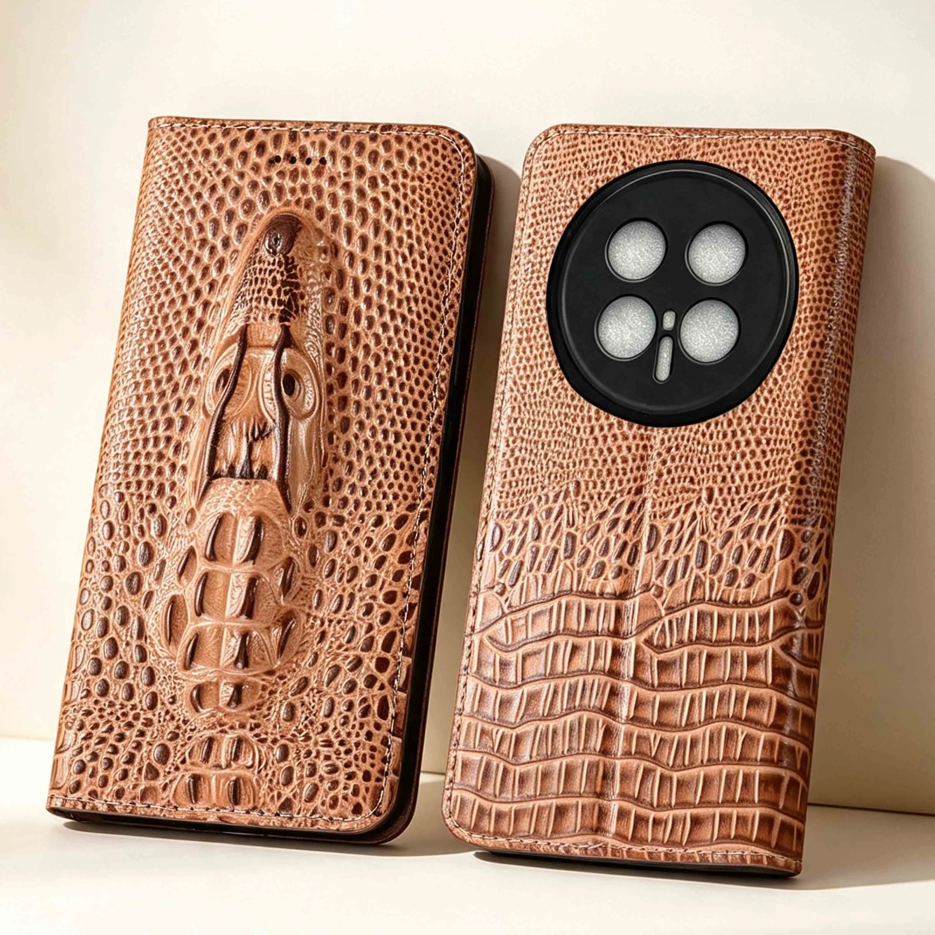 For Honor Magic 2 3 4 5 6 7 8 Pro RSR Air Lite Crocodile Head Pattern Of Genuine Leather Wallet Flip Cover Case Cowhide Non-Slip