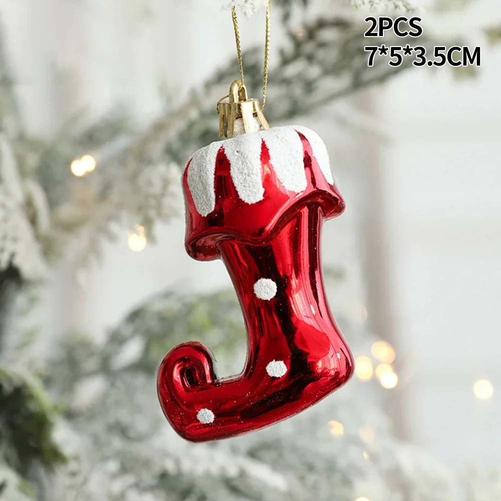 2pcs Christmas Decorations 2023 Creative Christmas Tree Hanging Pendant Ice Cream Glove Ornaments For Home Party Decor Plastic