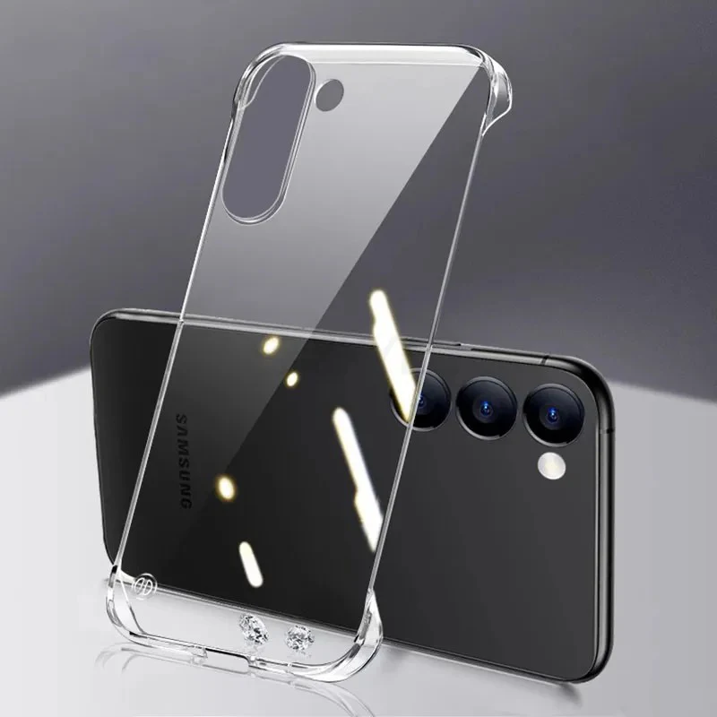 Frameless Clear Case for Samsung Galaxy S24 Ultra Plus S23 S22 S21 S20 FE 5G Hard Transparent Phone Cover Note 10 20 Ultra Coque