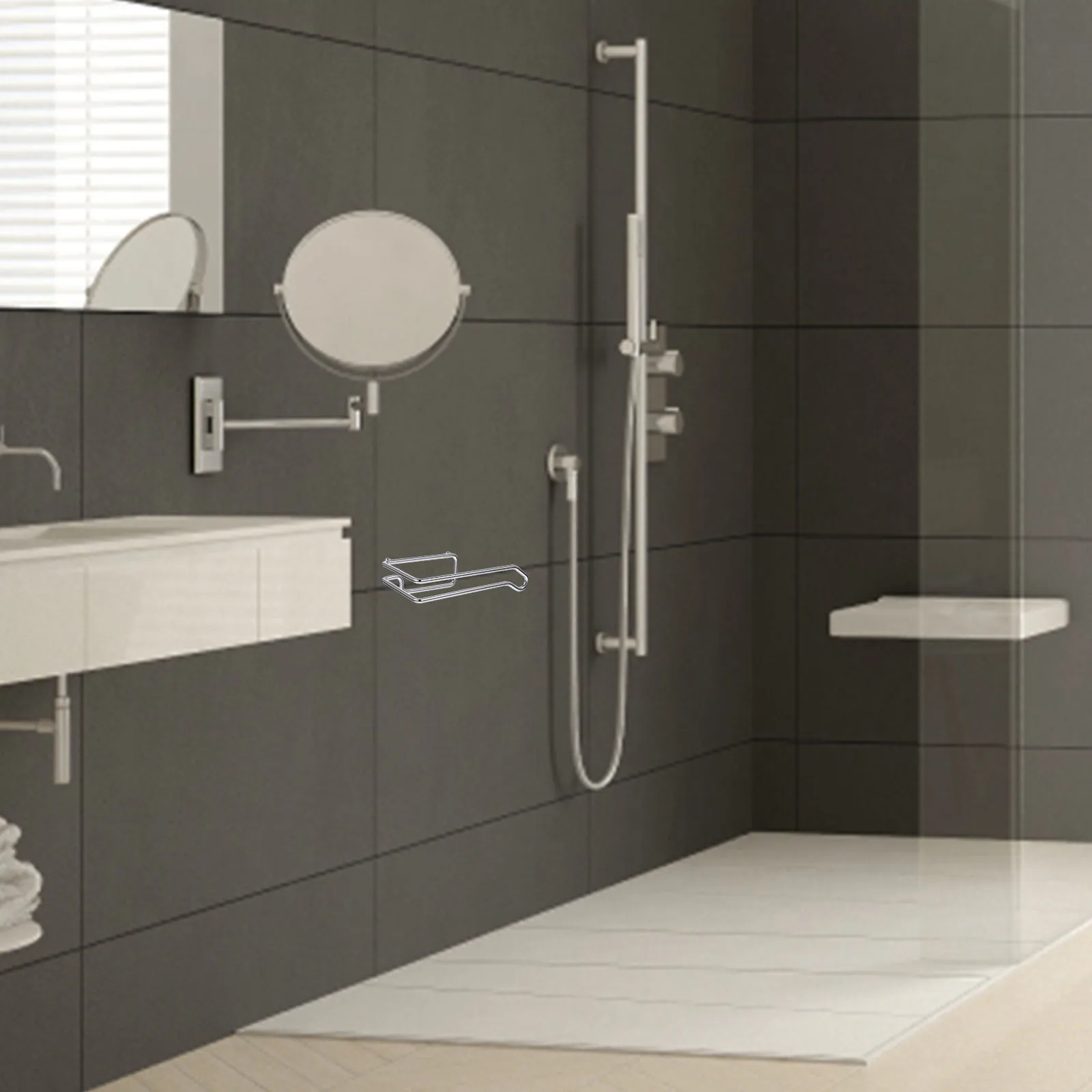 

Carbon Steel Bathroom Towel Holder Wall Mounted Space Saving Durable Paper Rack Daily Use Multi-Function Wear-Resistant Toilet