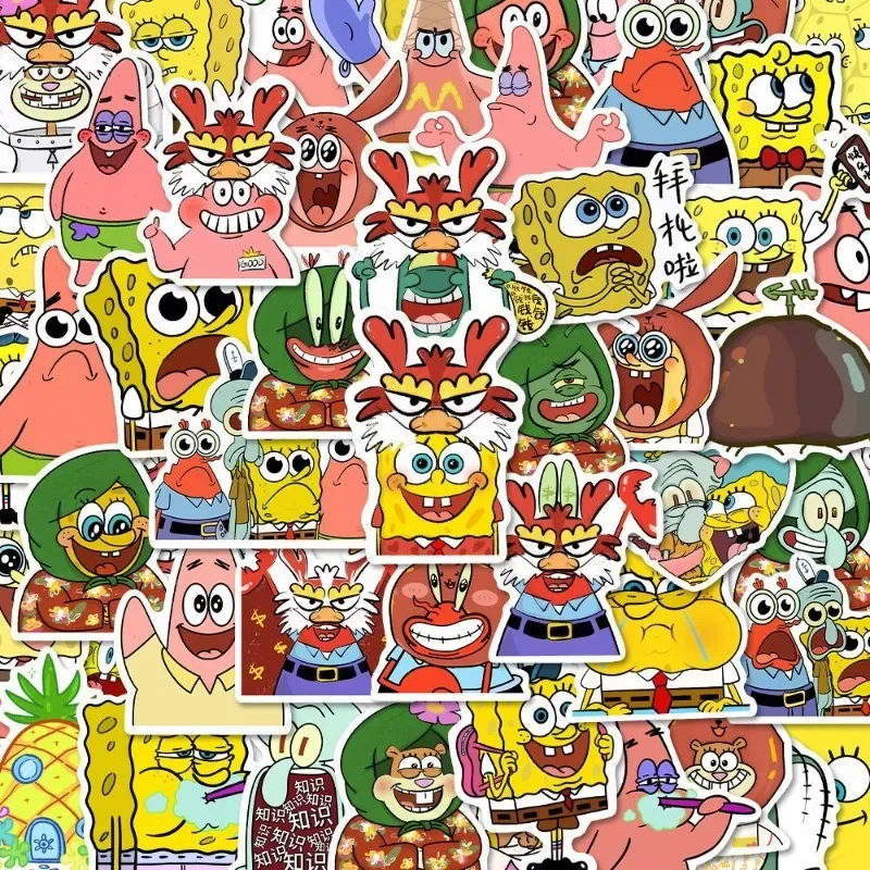 80PCS Cartoon Funny SpongeBob SquarePants Stickers Decorative Mobile Phone Case Water Cup Notebook Suitcase Stickers Wholesale