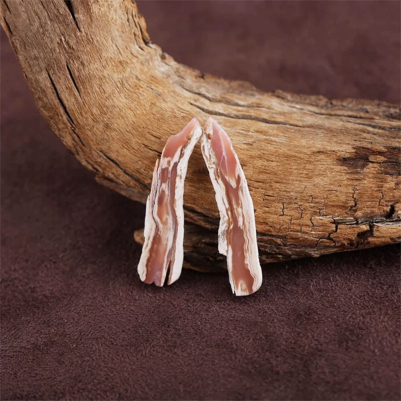 Natural Pink Opal Long Strip Earring Beads for Jewelry Making, Handmade Natural stones beads