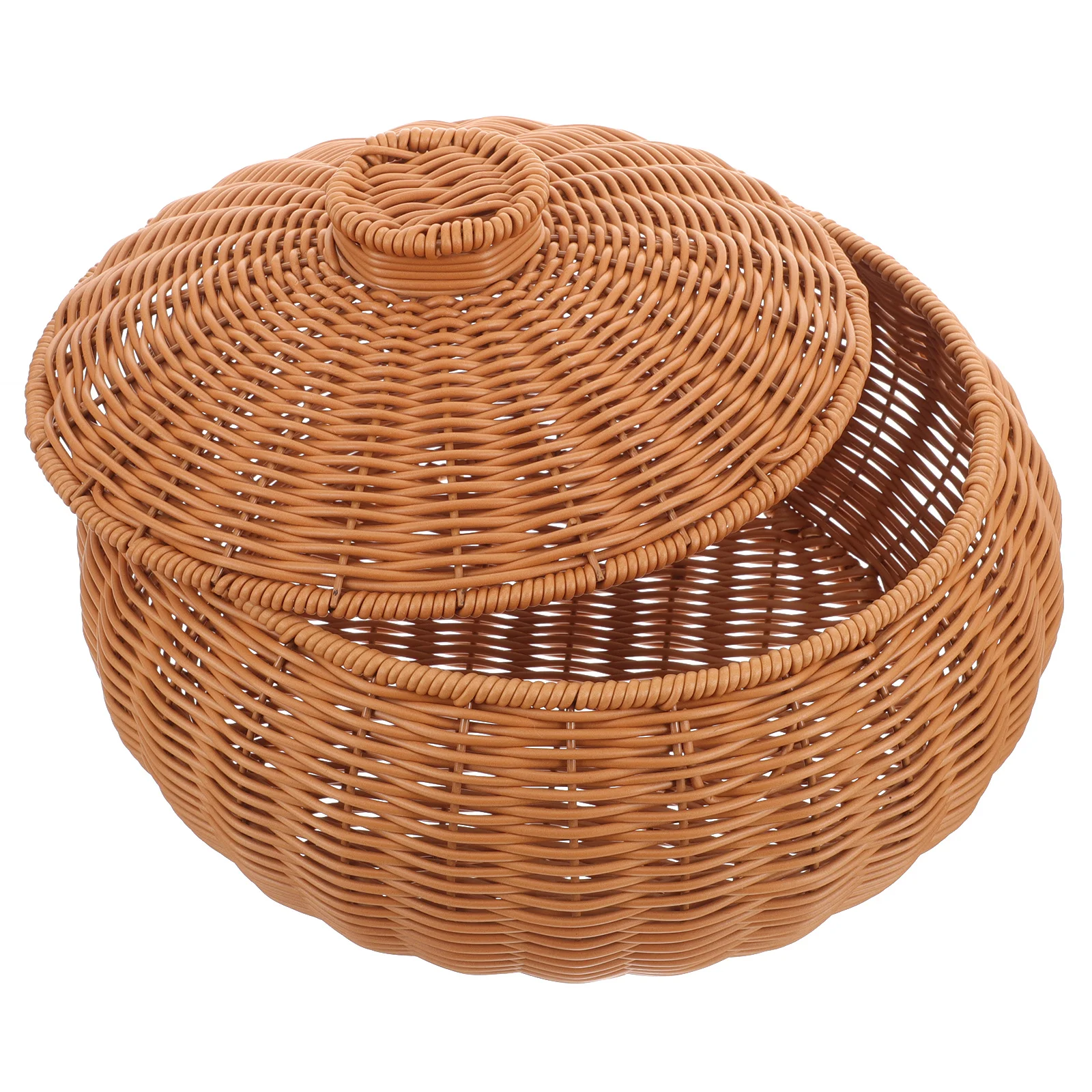 

Woven Fruit With Lid Rustic Storage Basket For Kitchen Bread Vegetables Snacks Organizing Woven Storage Basket