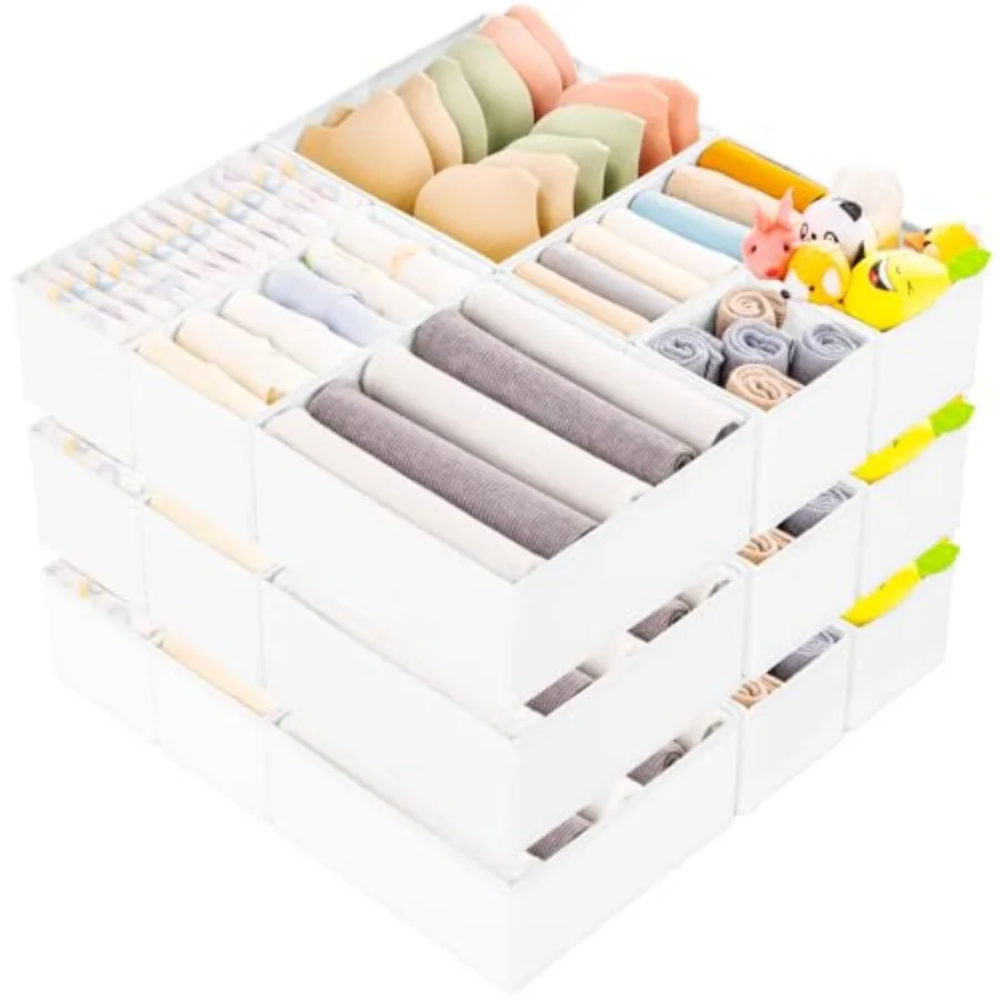 

Органайзер для одежды в ящик, складные разделители для комода, тканевые контейнеры для хранения 3 размеров, белые