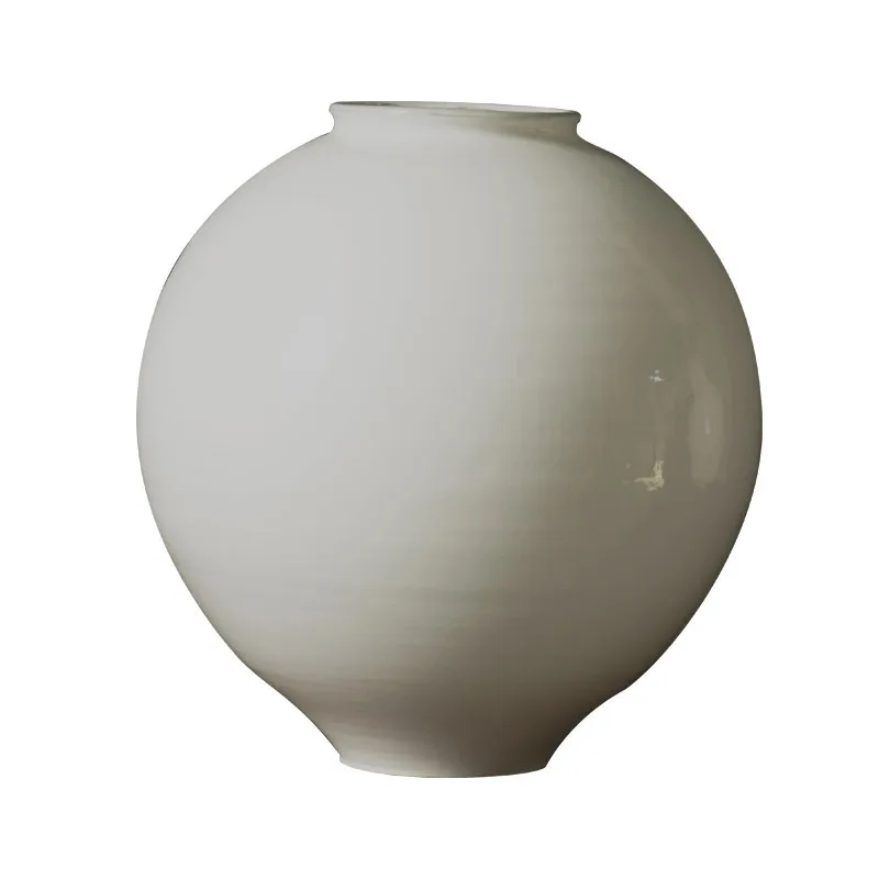 Jingdezhen Handmade Ceramic Creative Retro Vase White Ceramic Ornament Zen Flower Arrangement Homestay Decoration Free Shipping