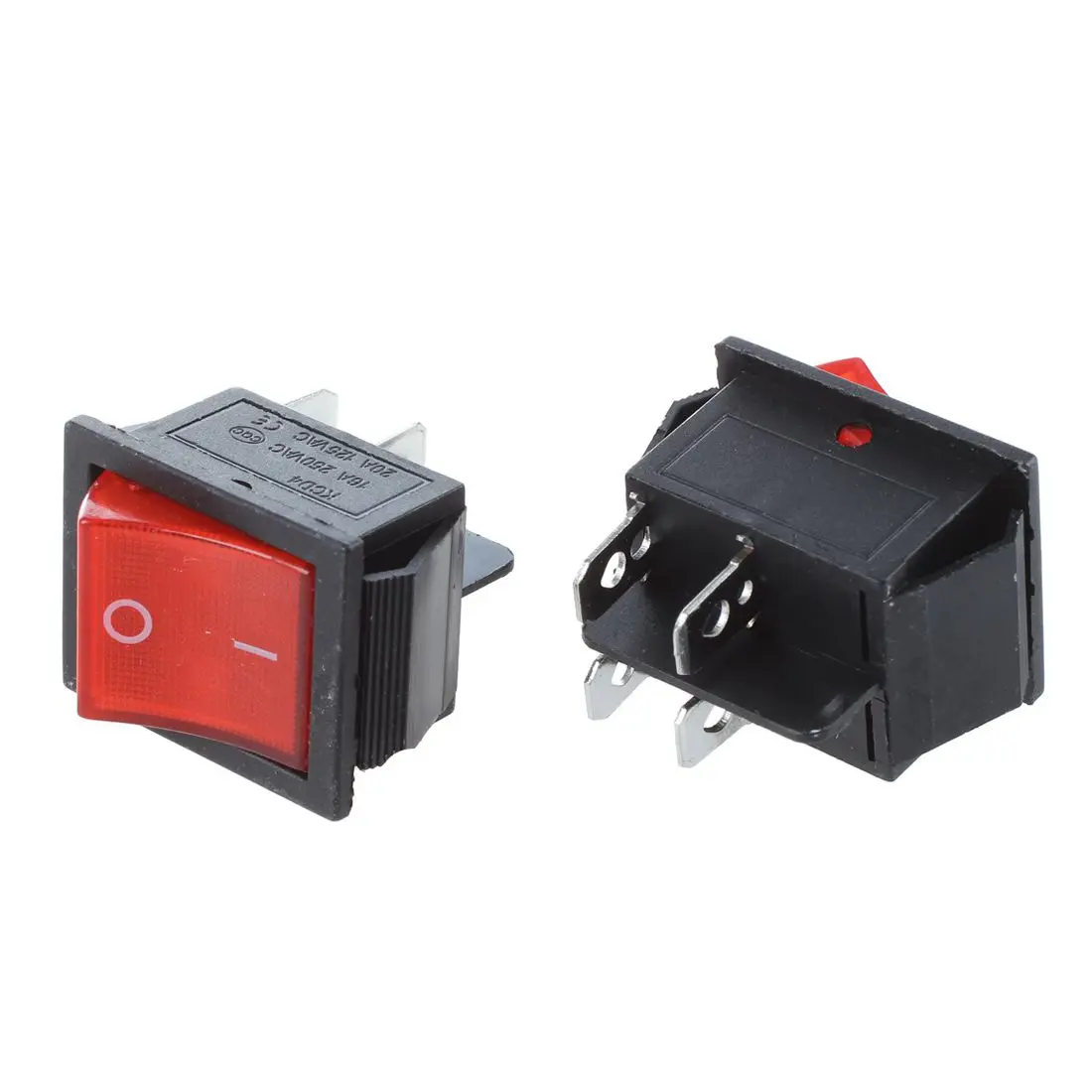 2 szt. KCD4 DPST ON-OFF 4-pinowy przełącznik kołyskowy łodzi 15A/20A AC 250 V/125 V