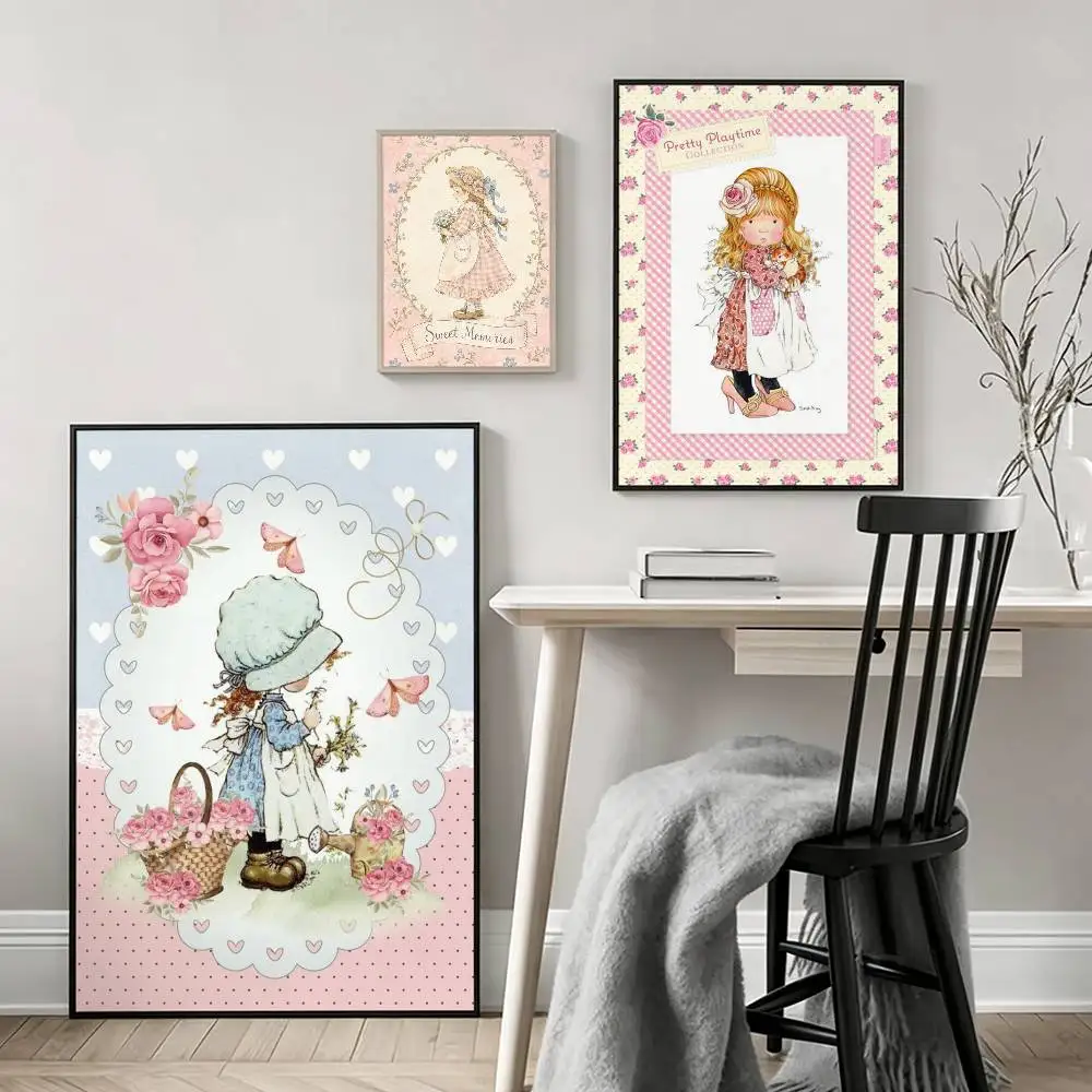 Sarah Kay vintage girl Poster Waterproof Wall Art Sticker For Bar Living Room Vintage Decor High Quality Print Gift