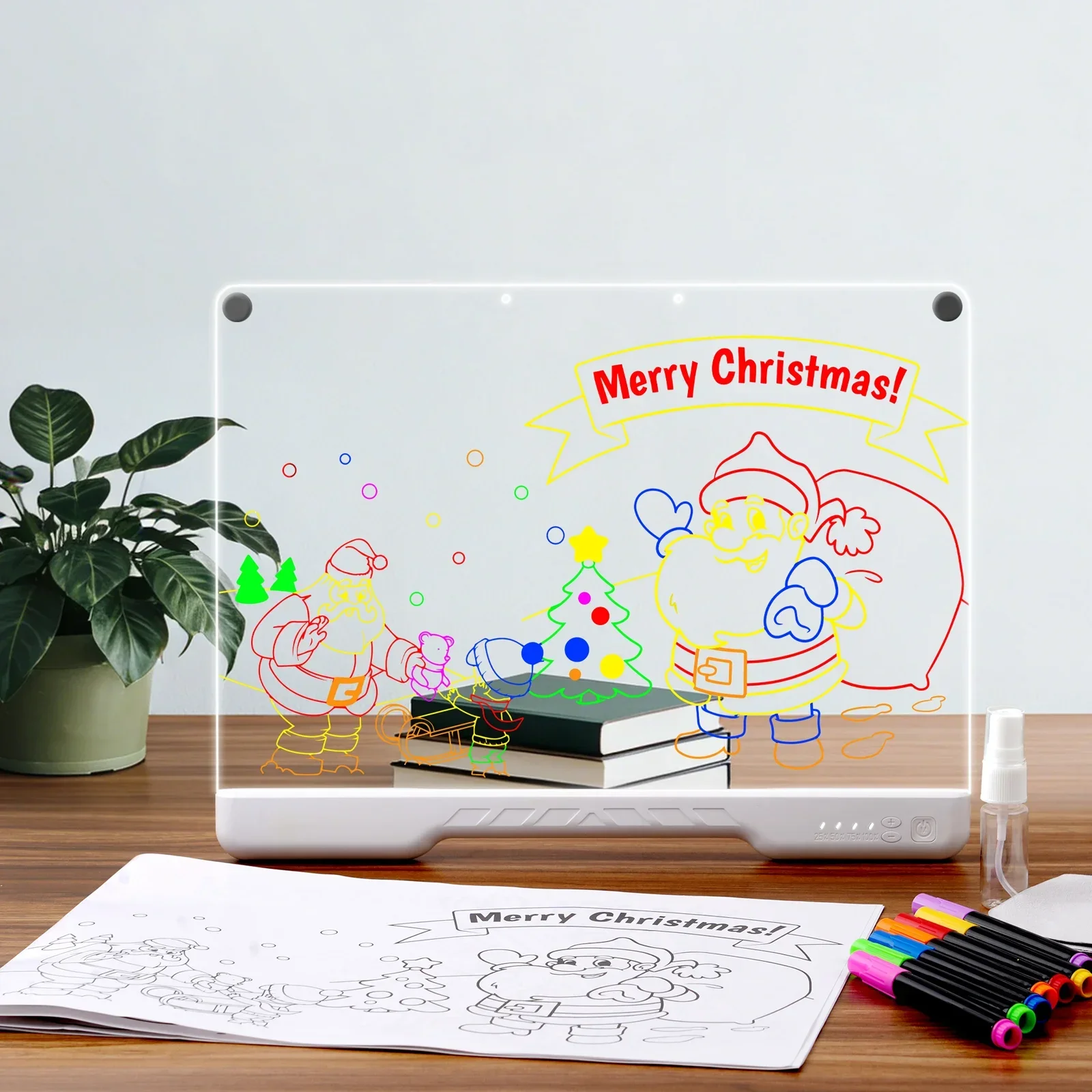 

Light Up LED Note Board with 7 Colors Rechargeable LED Acrylic Drawing Board for Kids Message Writing Board with 7 Markers