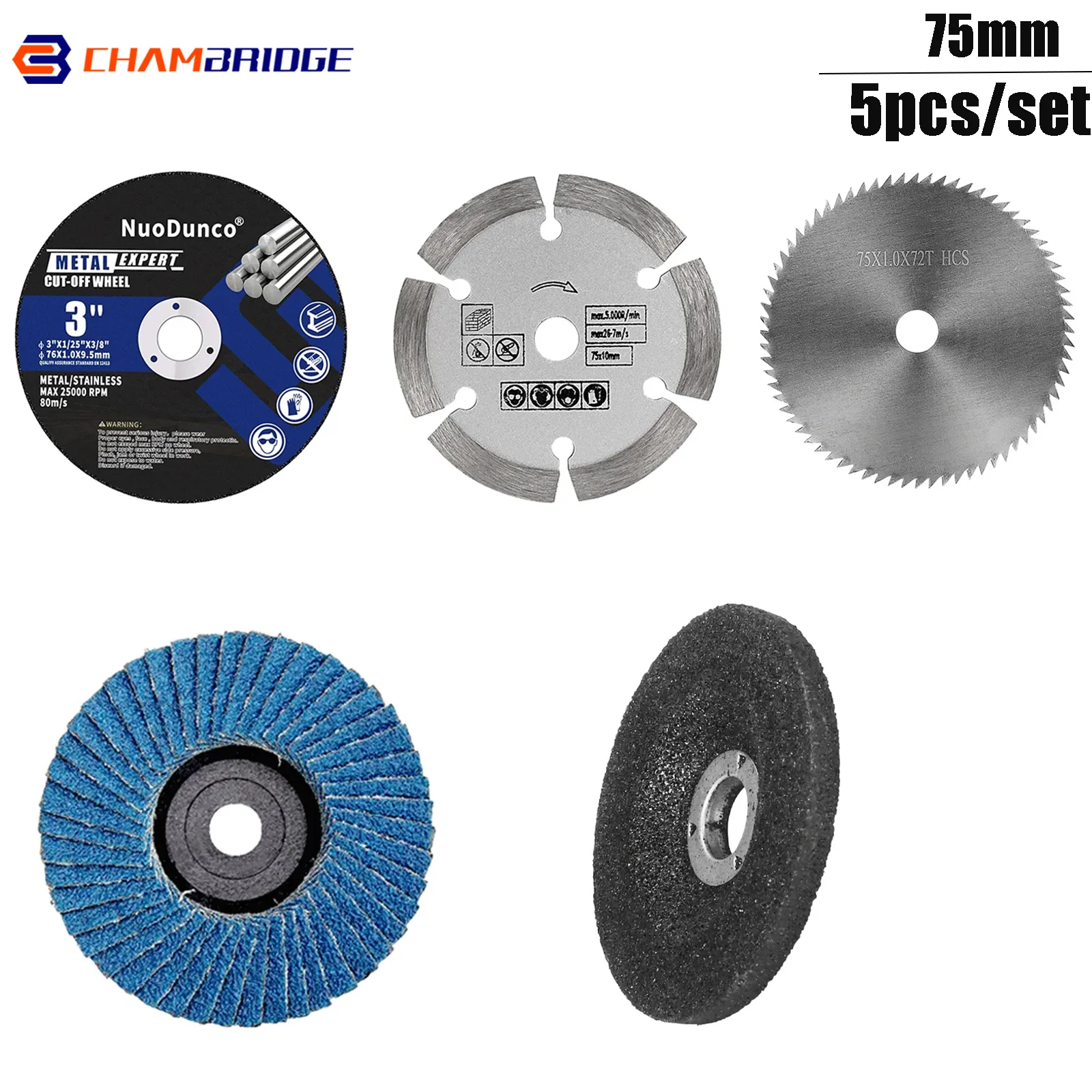 5pcs75mm Cutting Disc Stone Cutting Wheel Mini Saw Blade Angle Grinder Grinding Wheel for Cutting Metal Wood Stone Iron Plastic