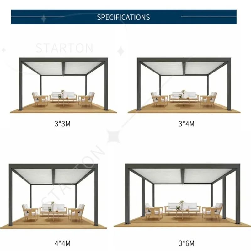 Automatic Aluminum Louvered Pergola with Bioclimatic Awning for Outdoor Gazebo Shade and Terrace Roof Luxury Modern Outdoor