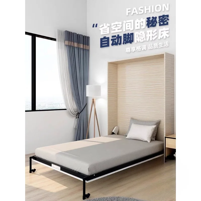 For invisible bed folding Murphy hidden wall bed study wardrobe integrated side flip board frame hardware accessories