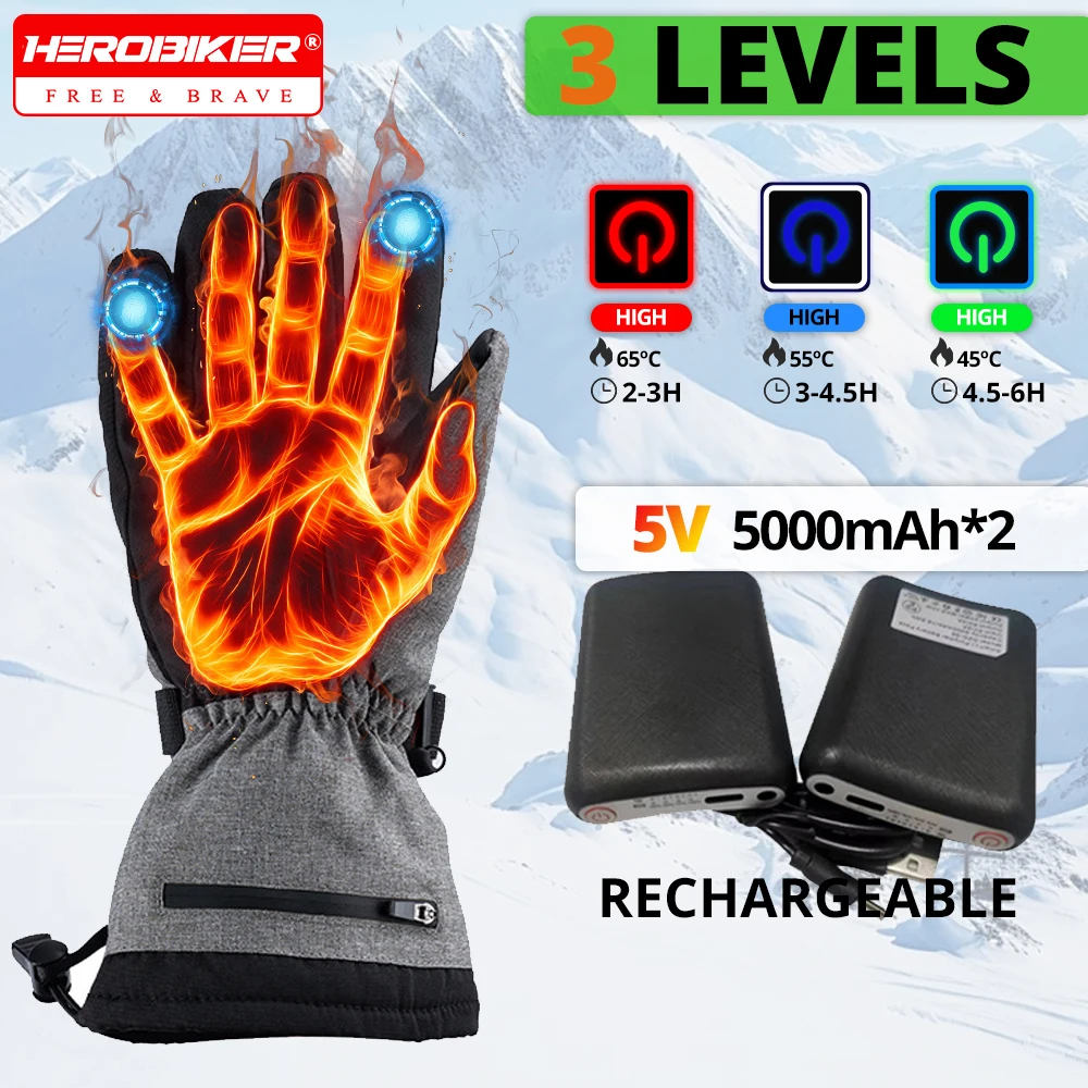 

Motorcycle Heating Gloves Winter Heated Gloves Snowmobile Gloves Waterproof Warm Electric Thermal Glove Outdoor Skiing Equipment