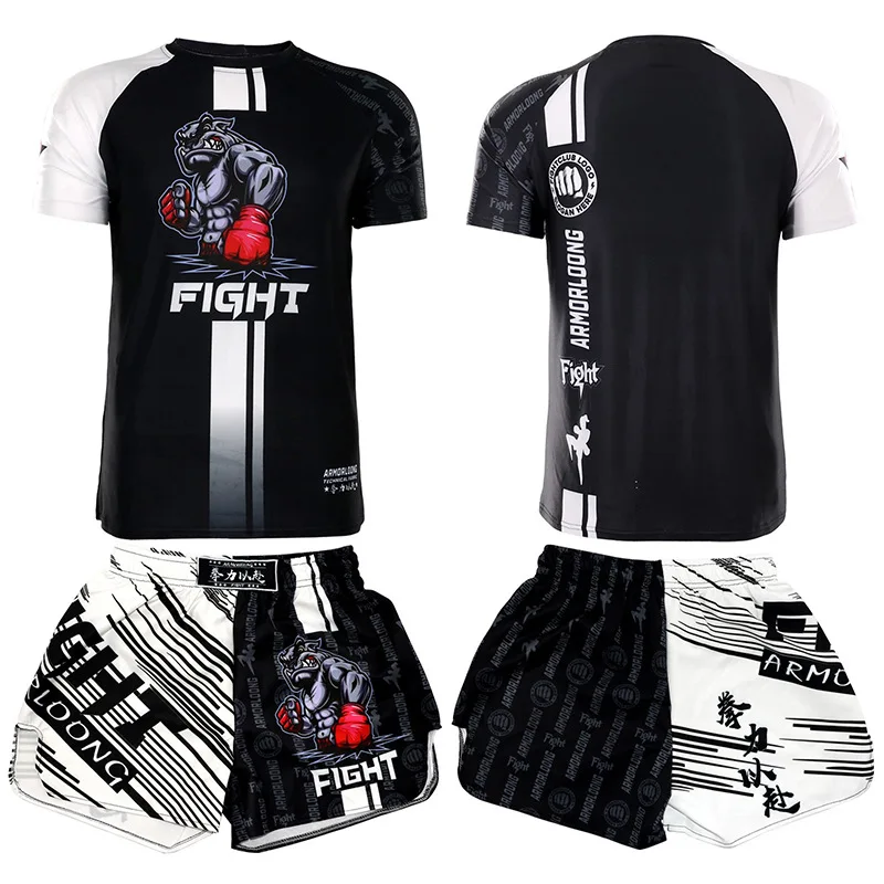 Fight Training Fighting MMA Suit Training Wear Thai Boxing Sports Children\'s Short Sleeve Casual Funny Quick-Drying