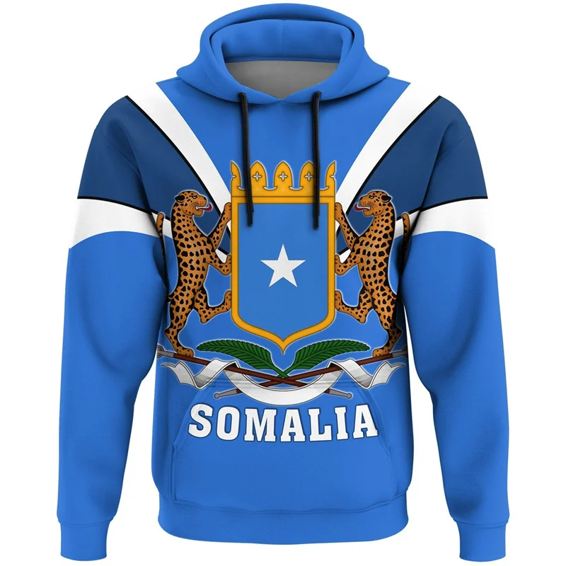 Africa Somalia Flag Map 3D Print Hoodie For Men Clothes National Emblem Graphic Sweatshirts Casual Boy Tracksuit Kids Pullover