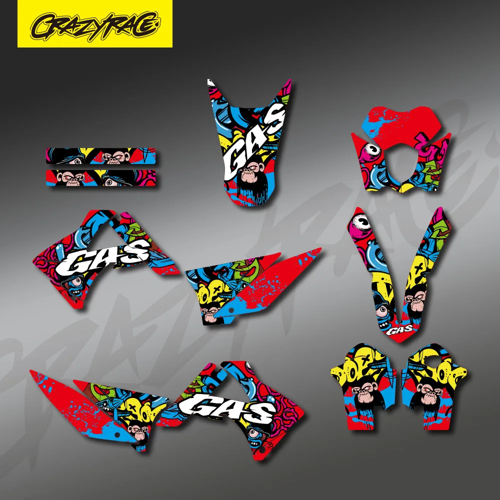 CRAZYRACE Custom Team Graphics Backgrounds Decals Stickers Kit For GASGAS 125 200 250 300 450 2010 2011 EC MC