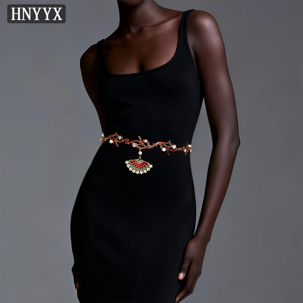 

HNYYX Vintage Style Women's Alloy Waist Chain Accessories Hanfu Element Sashes Formal Dress Belts High Style Accessories SA381
