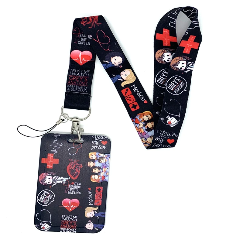 Grey's Anatomy TV Show Doctor Nurse Neck Strap Lanyards Keychain Holder ID Card Pass Badge Hang Rope Lariat Lanyard Gifts