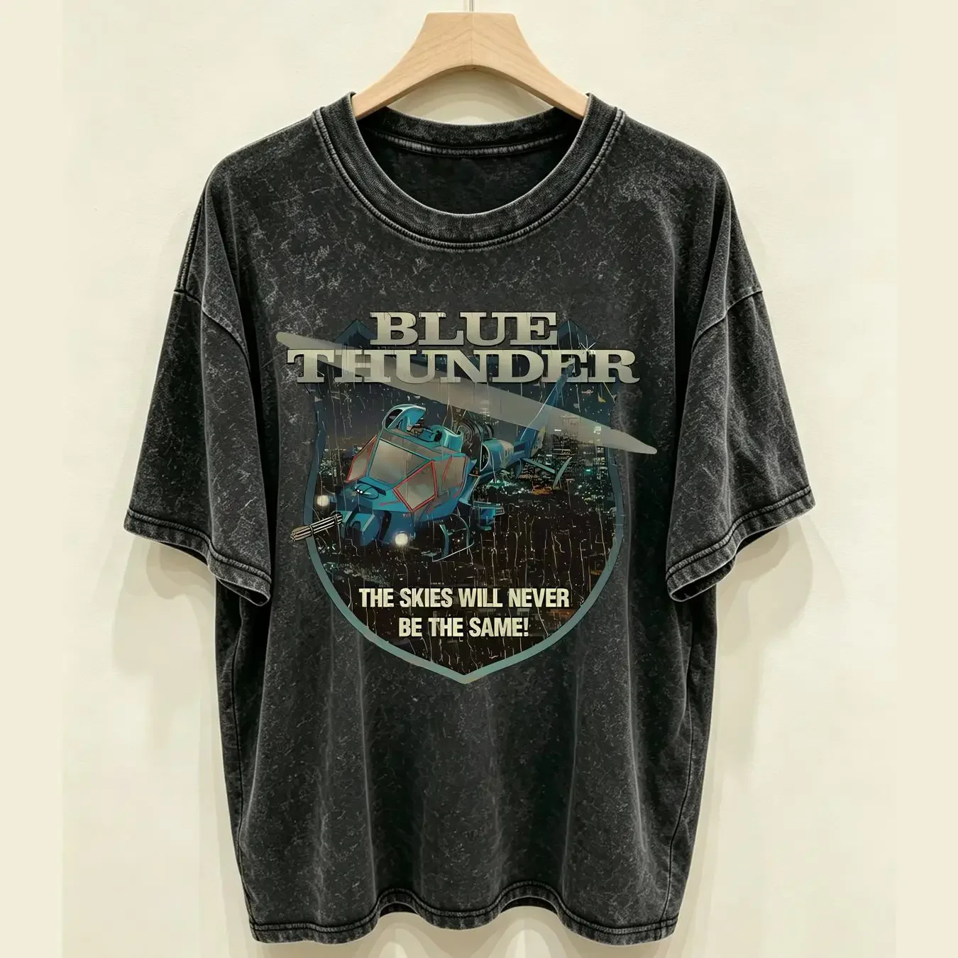 washed T Shirt Blue Thunder 1983 Vintage Men's vintage Washed Stylish Breathable Comfortable Unisex Versatile designer clothes