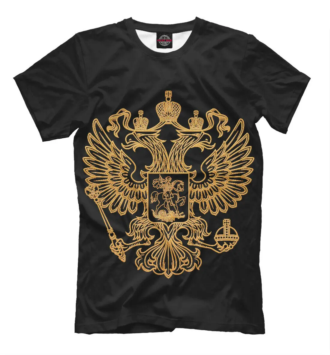 Golden Coat of Arms Russia Men New T-shirt Short Sleeve Casual Cotton O-Neck Shirts