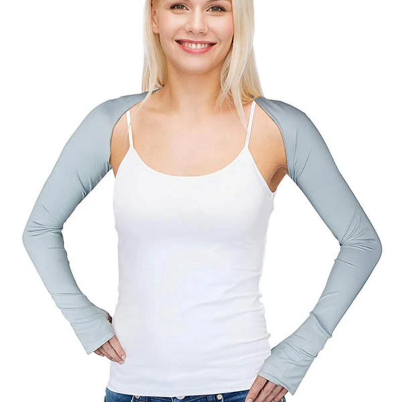 AA75-شال تبريد للسيدات صيفي بأكمام أذرع تبريد للحماية من الأشعة فوق البنفسجية مع فتحة إصبع للجولف والقيادة وركوب الخيل وصيد الأسماك