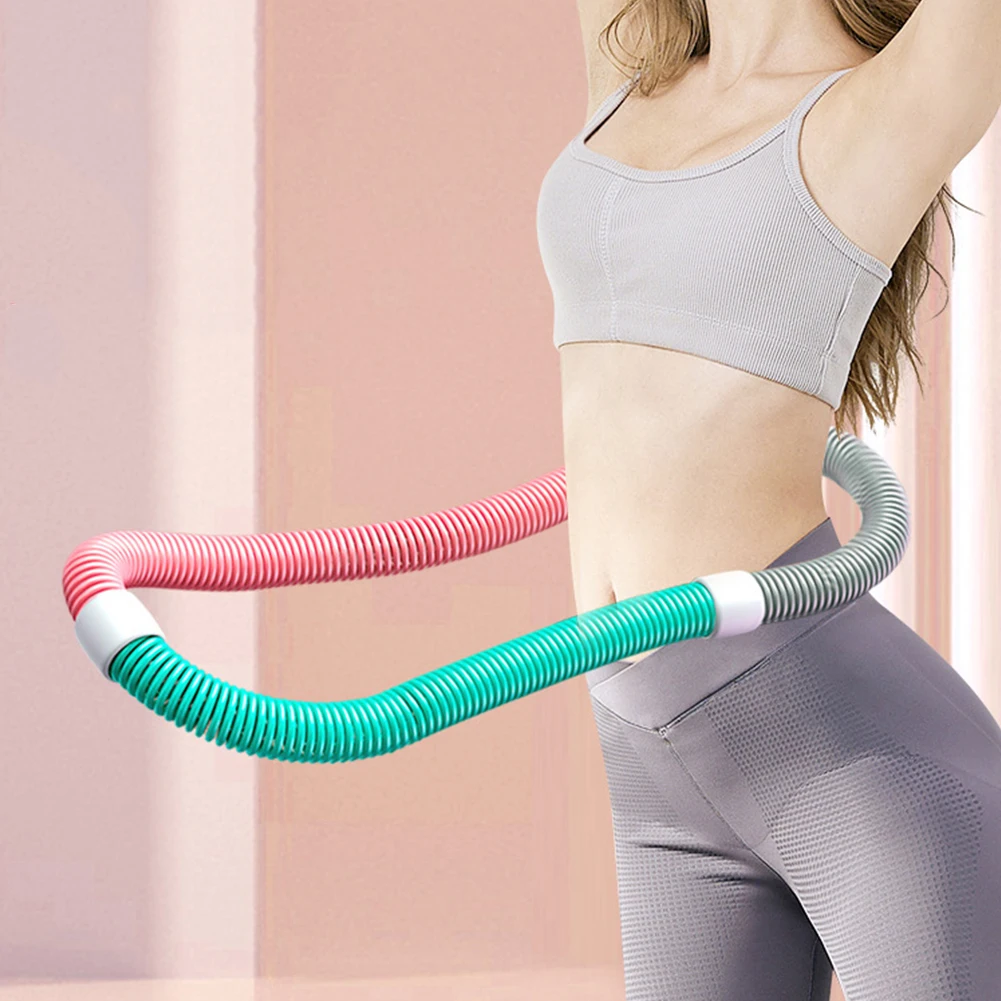 Weighted Fitness Hoop Portable Soft Spring Hoop Quiet Design Foldable Waist Toning Hoop Belly Exercise Hoop for Home Gym