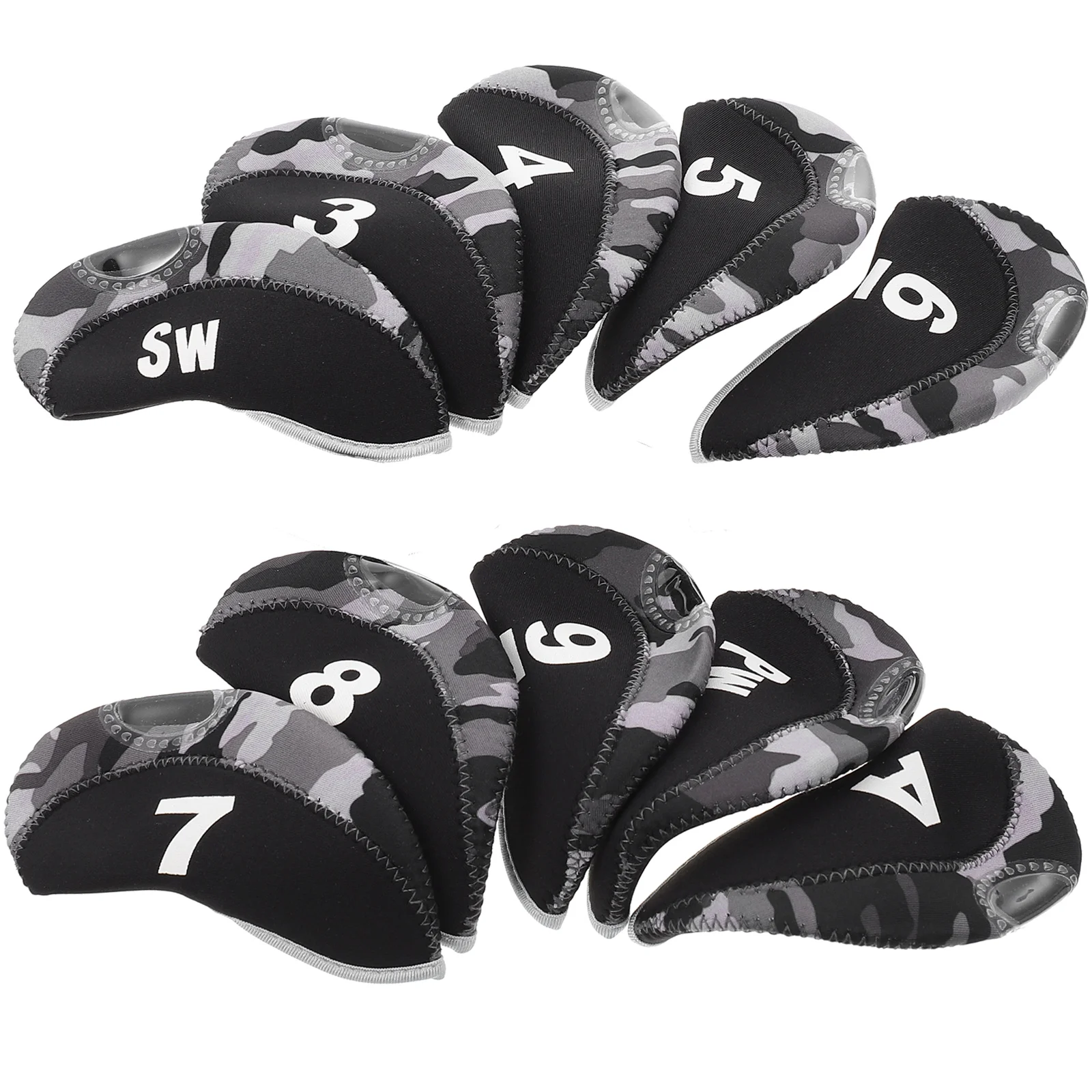 10 Pcs Putter Golf Iron Sets Club Protector Golfs Cover Portable Neoprene Supply Camouflage