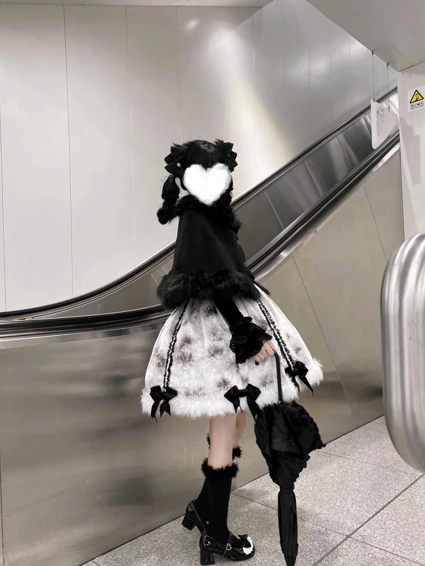 Japanese Original Sweet Cute Lolita Plush Short Cape Shawl Coat Autumn Winter Warm Thickened Kawaii JSK Three-Piece Set