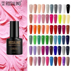 ROSALIND 1PCS Gel Nail Polish Pure/Glitter Color UV Nail Enamel Long Lasting Varnis Semi Permanent Primer Top Coat Nail Supplies