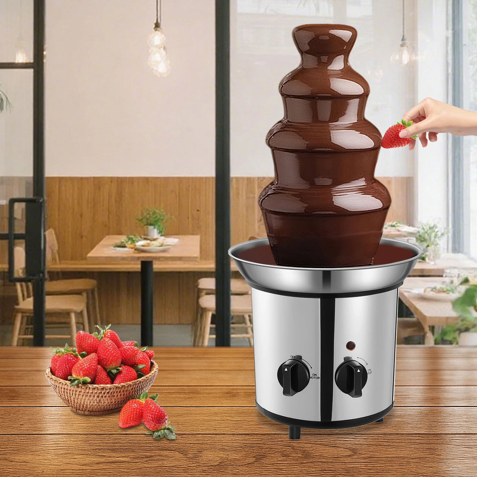 

Chocolate Fountain, 4 Tiers Electric Melting Machine Chocolate Fondue Fountain Set, 60.86oz Capacity for Nacho Cheese, BBQ Sauce