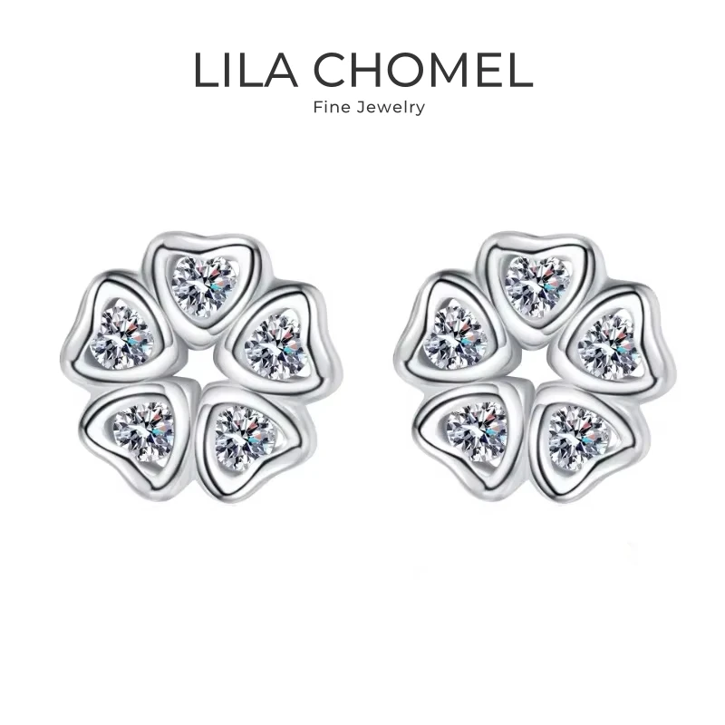 

Women Valentine's Day 18K White Gold Wedding Stud Earrings Daughter 0.25CT Moissanite Diamond PT950 Platinum Girl Birthday Gift