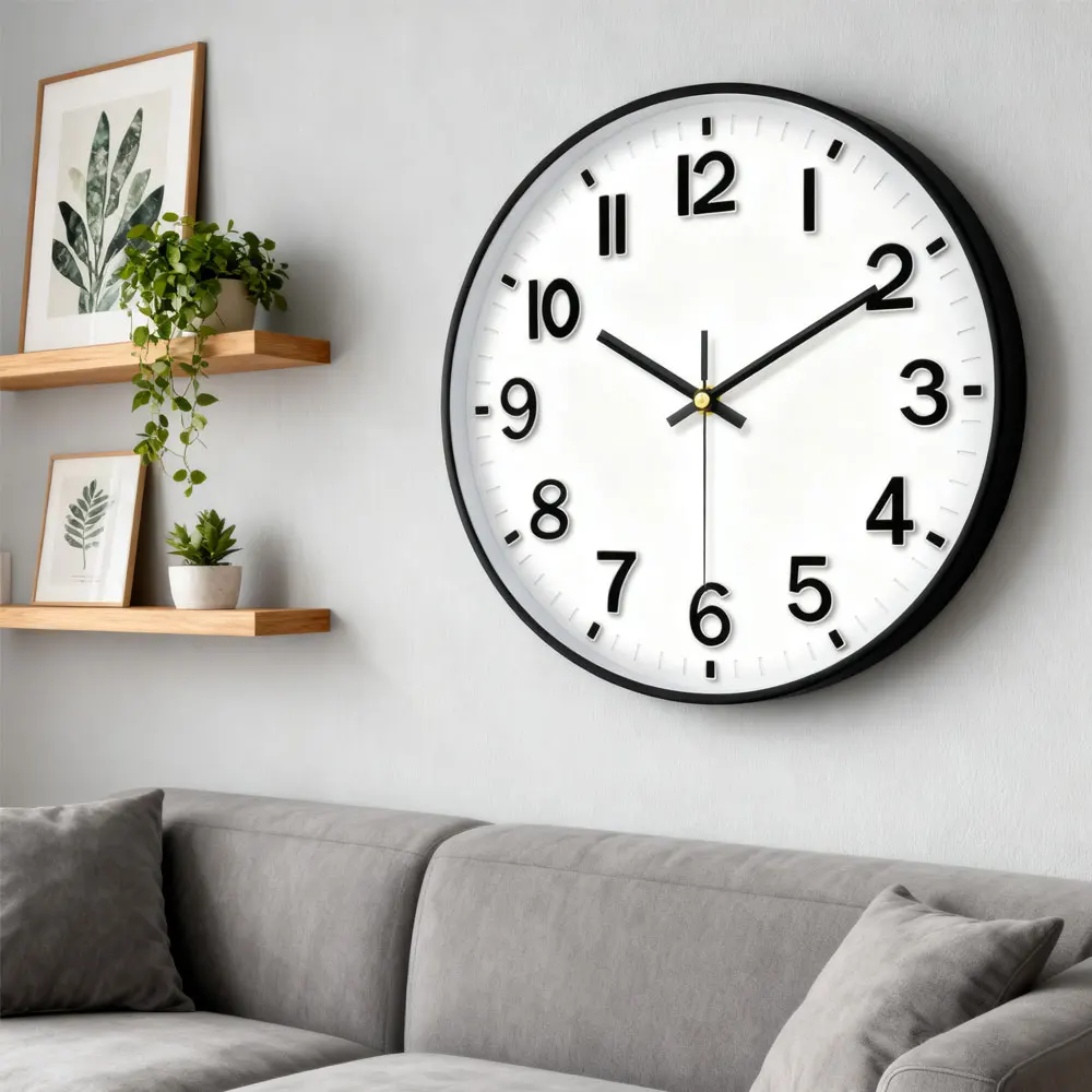 8/10/12 Inch Classic Quartz Wall Clock 3D Cubic Digital Clock Study Living Room Bedroom Modern Silent Analog Clock Home Decor