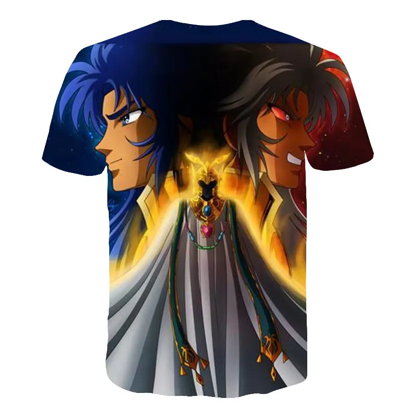 Saint Seiya Japanese Anime Graphics 3D Harajuku Print Front And Back Short Sleeve Men Women Round Neck Customizable T-shirt Tops