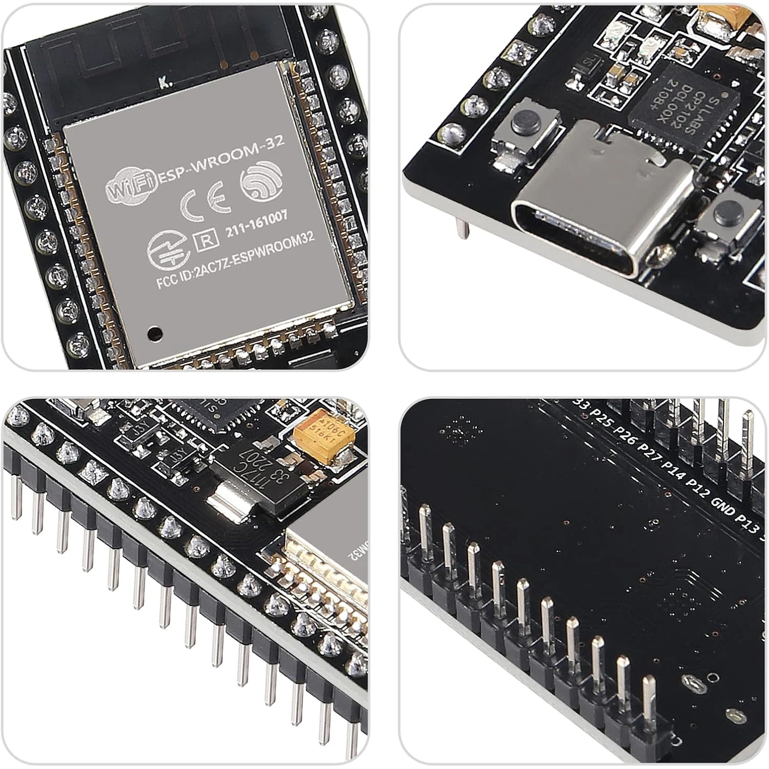 ESP32 개발 보드 CP2102 칩, 38 핀 좁은 버전, WiFi + 블루투스 마이크로컨트롤러, 듀얼 코어 ESP-32 ESP-32D 보드