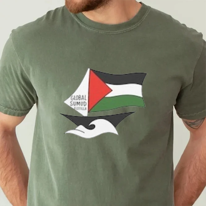 

Peace Global Sumud Flotilla Unisex Fashion Printed T-Shirt Crew Neck Short Sleeve Cotton Top All Seasons Casual Soft