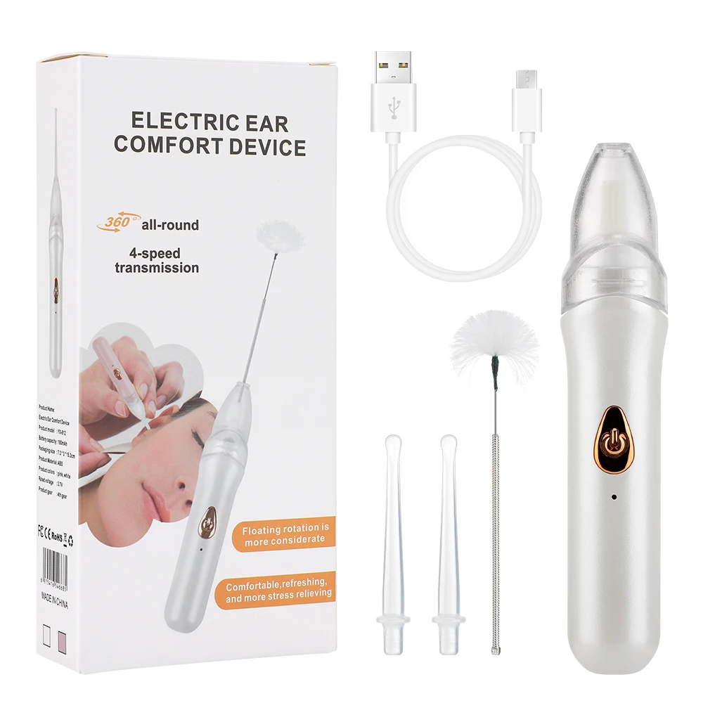

Electric Ear Cleaner Ear Picking Tool Set with 1pcs Goose Feather Stick 2pcs replaceable Ear Scoops Ear Wax Reomoval Tool