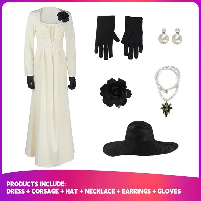 فساتين الشر المقيمة للنساء مصاص دماء سيدة Alcina Dimitrescu أزياء تنكرية بياقة مربعة ملابس أنيقة للخريف والشتاء