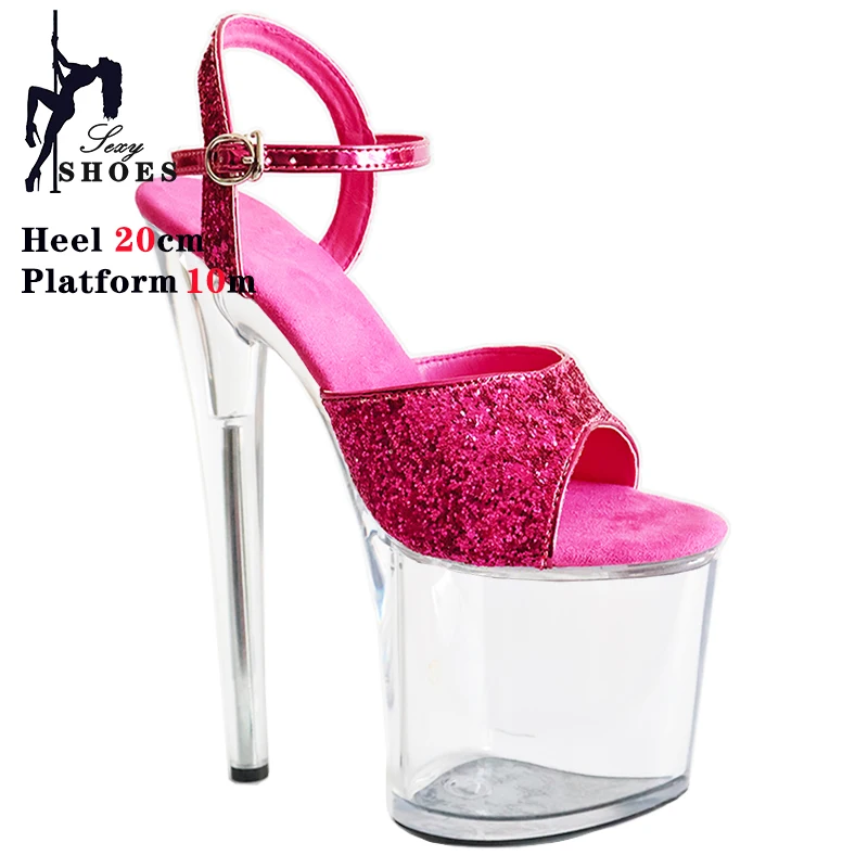 NEW 20CM Open Toe Platform High Heels Sandals Sexy Ankle Strap Gladiator Party Dress Women Shoes Crystal Platform Lady Shoes