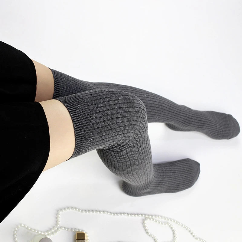 1/4 Pairs Women Autumn Winter Warm Vertical Striped Knee High Socks Fashionable College Style Soft Comfortable Long Tube Socks
