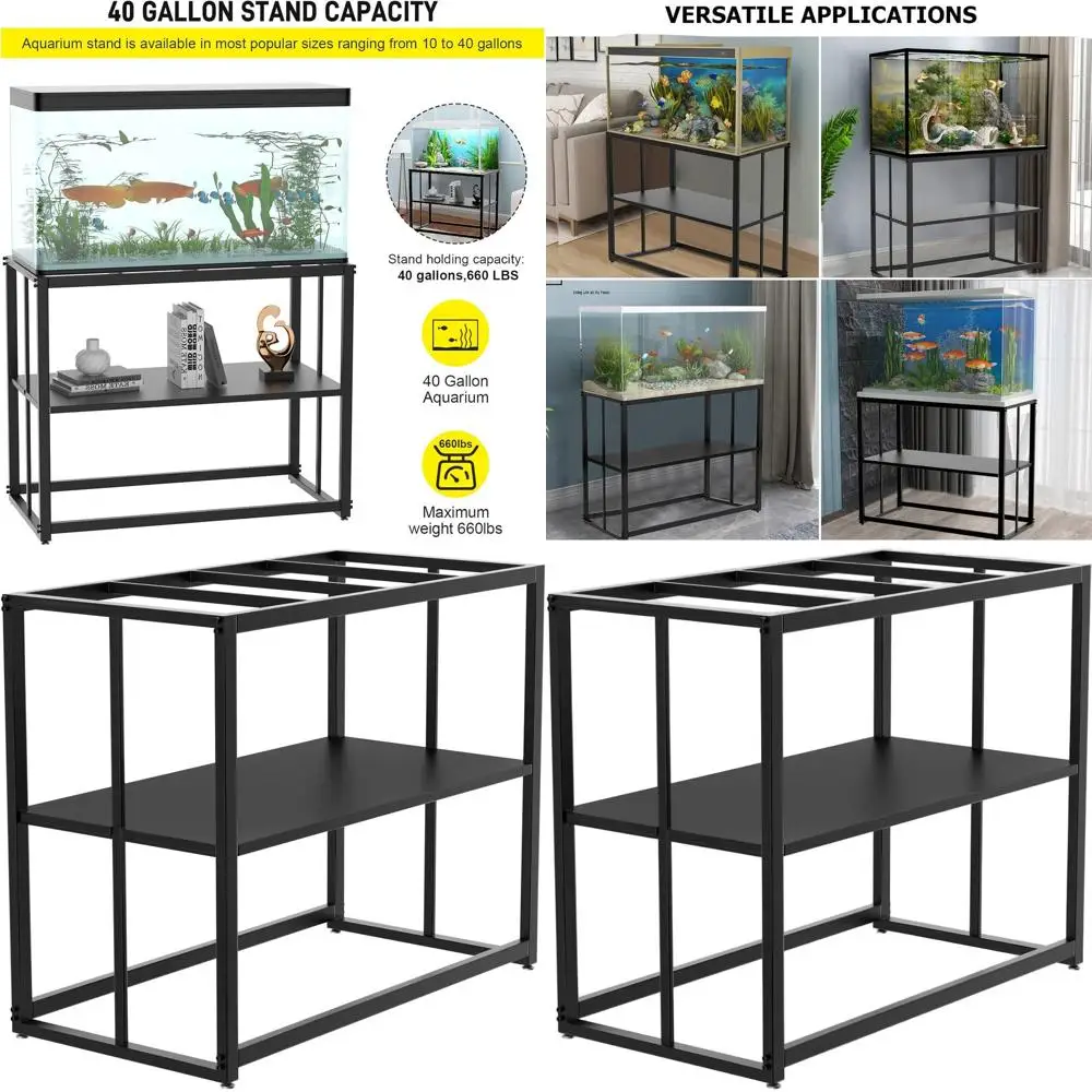 

Metal Stand for 40 Gallon Fish Tank & Turtle Habitat, 36.5L x 18.5W x 29.5H