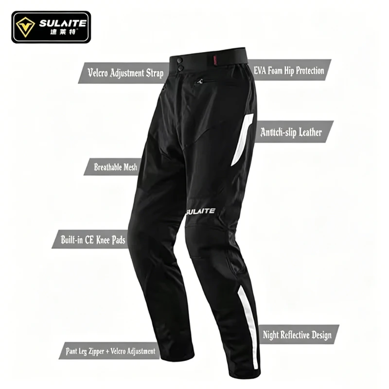Breathable Lightweight Summer Men Motorcycle Riding  Shock Protection Road Racing Pants Outdoor Motorbike Protective Equipment