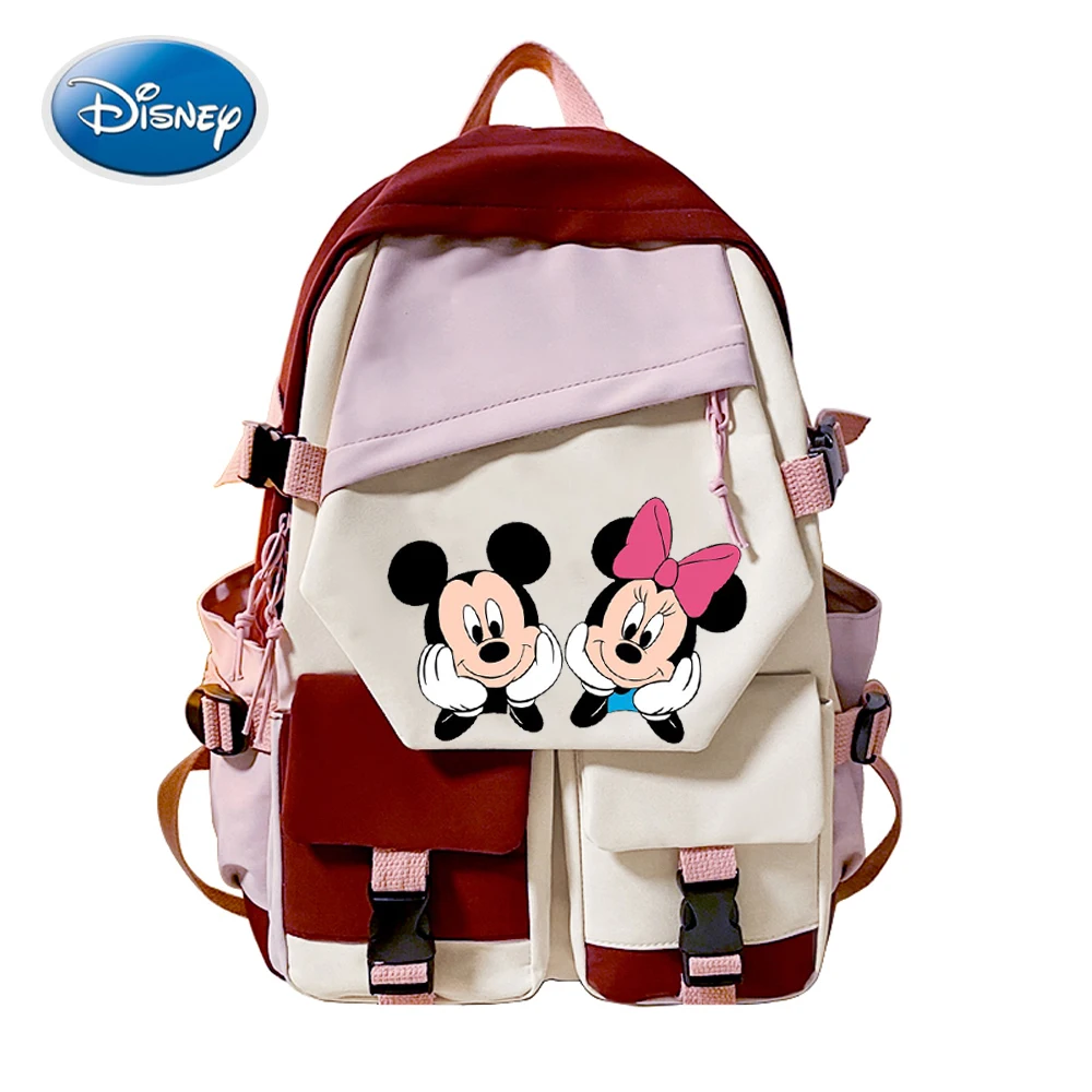 Disney Backpack Boys Girls Kawaii Mickey Minnie Mouse Cartoon Schoolbag Teenager Waterproof Schoolbag Mochila Gift for Kids