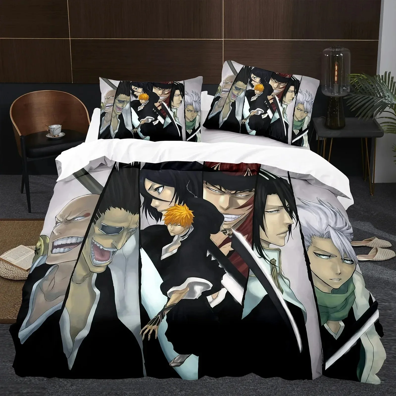 2026 Bleach Cartoon Comforter Bedding Set,Bleach Duvet Cover Bed Set Quilt Cover Pillowcase,king Queen Size Bedding Set