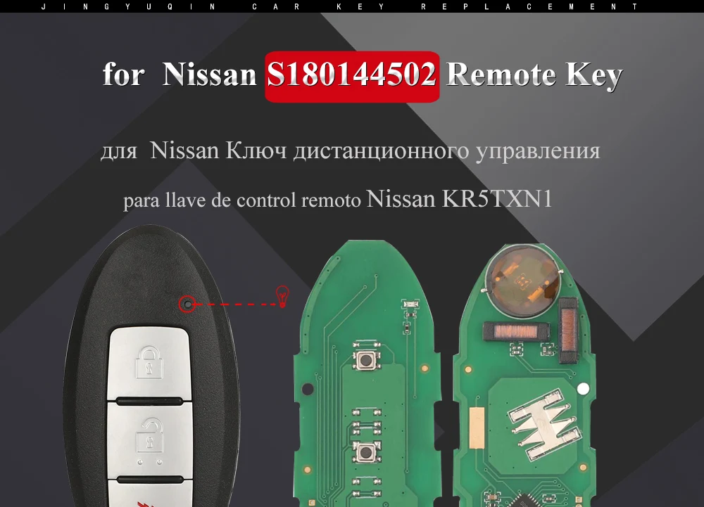 jingyuqin S 180144502 Smart Auto Schlüssel Für Nissan Kicks S Rogue Sport 2018 2019 + Proximity Fob 433Mhz Chip 4A 285E3-5RA0A KR5TXN1 – Detail 2