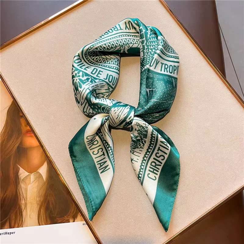 2026 New Women's Soft Satin Hair Scarves Fashion Square Printed Headscarf 70cm Professional Accessories Designer Scarf Headband view 6