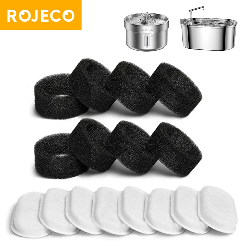 ROJECO Kat Fontein Filter Voor 3.2L Rvs Kat Fontein Huisdier Water Dispenser Vervanging Actieve Kool Filters