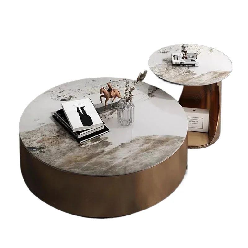 

For Modern Design Coffee Table Luxury Nordic Round Italian Gold Side Table Living Room Center White Meubles Salon Home Furniture