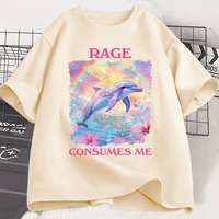Funny Rage Consumes Me T-shirt Short Sleeve Meme T Shirt Weird Silly Dolphin Vintage Tshirt Trending Women Designer Clothes