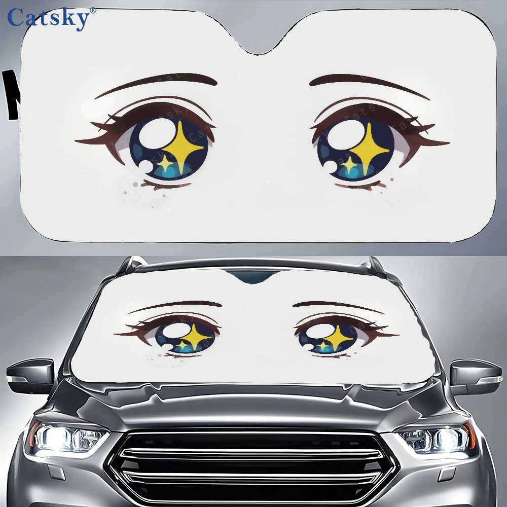 

Автомобильный солнцезащитный козырек с рисунком пары глаз и звезды, солнцезащитный козырек для переднего окна автомобиля, автомобильный солнцезащитный экран.