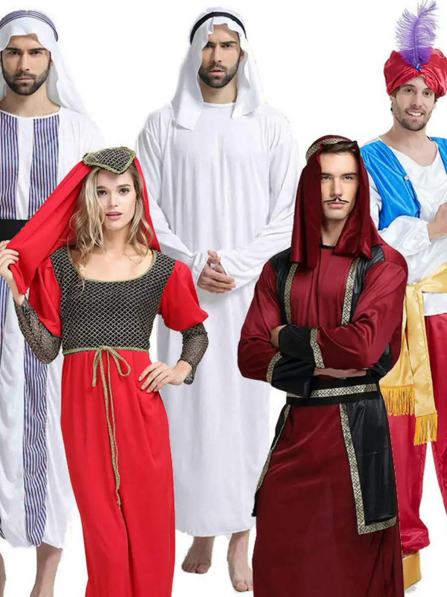 زي عربي للرجال البالغين S Dubai رداء ملابس الشرق الأوسط epherd loween Par Dr up Dubai Sle Ethnic Stage Cos...